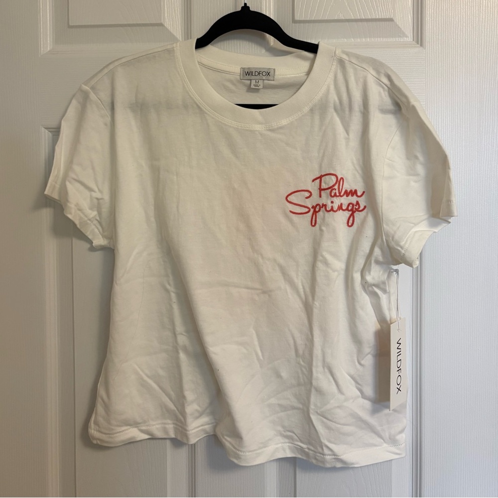 Wildfox Cream Tee with Pink Script